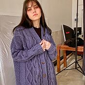 Одежда handmade. Livemaster - original item cardigans: Women`s knitted cardigan in the color of jeans oversize to order. Handmade.