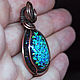 Copper pendant with blue opals. Drop. Laboratory opals in resin. Pendants. Mosaic Opal (mosaicopal). My Livemaster. Фото №5