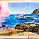  Морской пейзаж с кораблем и цветущим олеандром. Картины. Viktoria Gaman art. Интернет-магазин Ярмарка Мастеров.  Фото №2