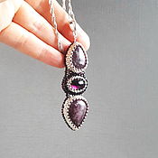 Украшения handmade. Livemaster - original item Purple Beaded Pendant, Purple Stone Pendant. Handmade.