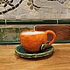 Кофейная пара Апельсинка. 150мл. Керамика ручной работы, Чайные пары, Черноголовка,  Фото №1