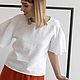 Minus 30% White linen top with flared sleeves, Tops, St. Petersburg,  Фото №1