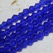 Материалы для творчества handmade. Livemaster - original item Biconuses 4 mm 45 pcs on a thread Cobalt blue. Handmade.