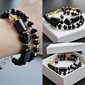 Украшения handmade. Livemaster - original item Bracelet with stones: Black Agate. Handmade.