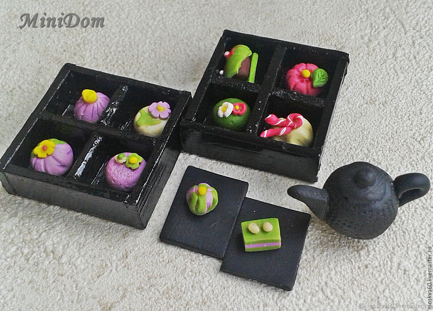 Еда для кукол - японские сладости Wagashi Коллекционная миниатюра