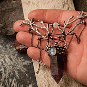 Украшения handmade. Livemaster - original item Branched pendant with amethyst and moonstone (p-058). Handmade.