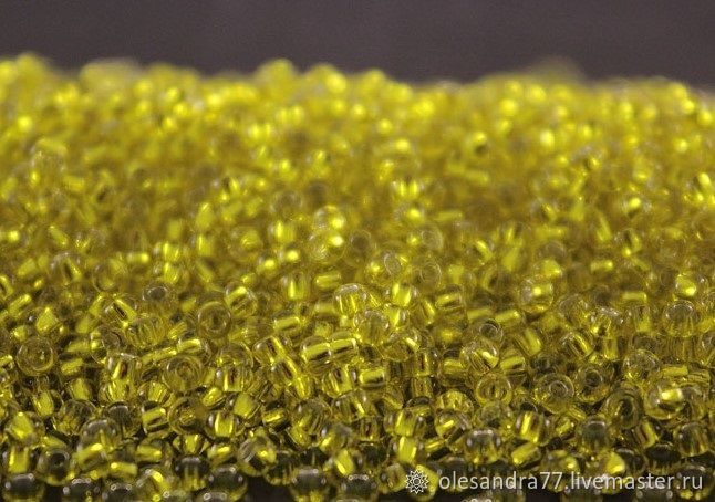 10 grams of 10/0 seed Beads, Czech Preciosa yellow 87010 Premium EXT silver, Beads, Chelyabinsk,  Фото №1