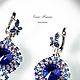 Blue Butterfly earrings with blue crystals sw. Earrings. Elena Potsepnya Jewelry. My Livemaster. Фото №5