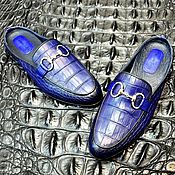 Обувь ручной работы handmade. Livemaster - original item Genuine crocodile leather clogs, blue color, custom made!. Handmade.