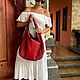 Сумка RIVA из натуральной кожи питона красная с орнаментом. Сумка-мешок. HEDONISTBALI. Ярмарка Мастеров.  Фото №5