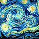 Mini oil painting 'Starry Night' Van Gogh free copy. Pictures. HappyFingers Movie store (happyfingers). Online shopping on My Livemaster.  Фото №2