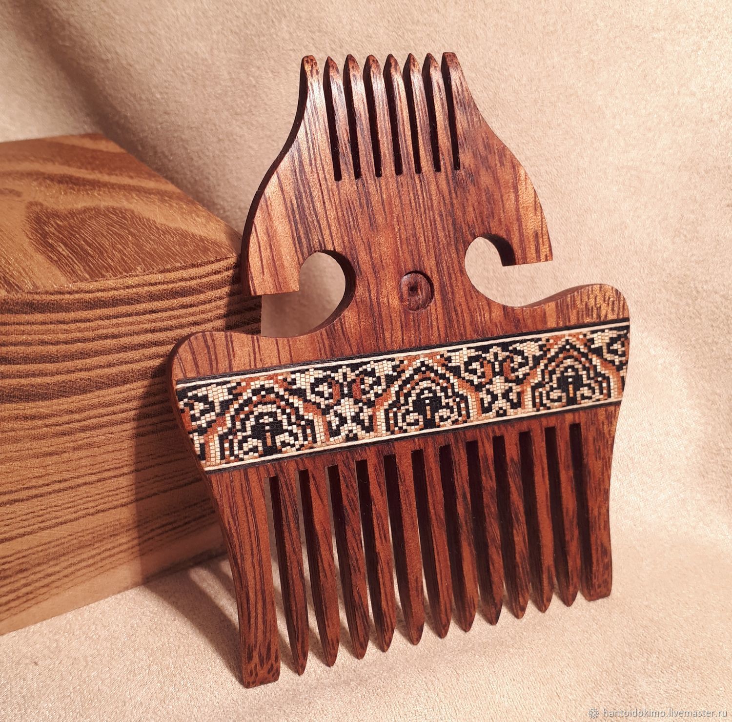 Wooden comb for hair markuetry inlay carving, Combs, Kursk,  Фото №1