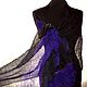 Women's scarf black and purple large chiffon pressed silk, Scarves, Tver,  Фото №1