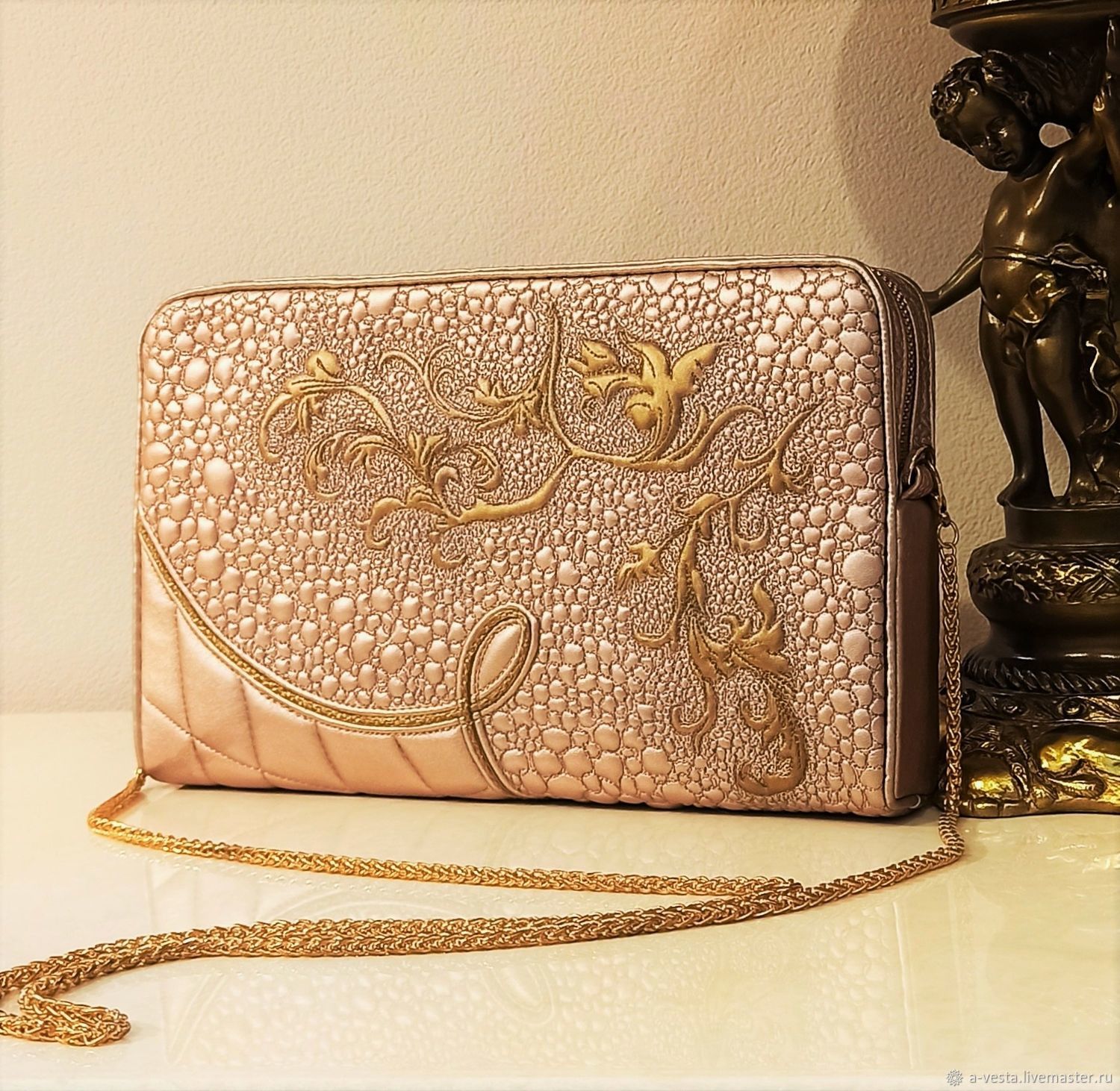 Calista clutch bag, evening pink handbag (85), Clutches, Saratov,  Фото №1