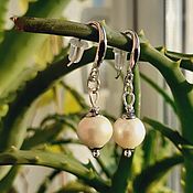 Украшения handmade. Livemaster - original item Earrings made of natural white round Pearls Protects from bad evil. Handmade.