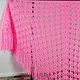 Bright Pink Shawl 210*120 Crocheted Triangular with Tassels #019, Shawls, Nalchik,  Фото №1