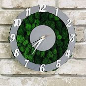 Для дома и интерьера handmade. Livemaster - original item Clock made of stabilized moss d30 cm. Handmade.