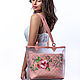 Order Women's Beach Bag with Cosmetic bag. Pink summer bag. okuznecova. Livemaster. . Beach bag Фото №3