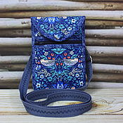 Сумки и аксессуары handmade. Livemaster - original item Phone Bag, Blue, Phone Case with Pocket. Handmade.