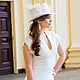 Bridal hat with feathers and veil. 11 cm. Color milk. Hats1. Exclusive HATS. LANA ANISIMOVA.. My Livemaster. Фото №5