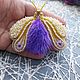 Брошь ''Мотылёк''. Брошь-булавка. Украшение из бисера и кожи, Гжель. Ярмарка Мастеров.  Фото №4