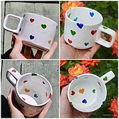 Посуда handmade. Livemaster - original item A smooth mug with colorful hearts as a gift to a loved one. Handmade.