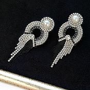 Украшения handmade. Livemaster - original item Pearl long stud earrings 