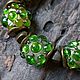Браслет "Изумруд", стекло лэмпворк lampwork, серебро. Браслет из бусин. Мария Кириллова. Интернет-магазин Ярмарка Мастеров.  Фото №2
