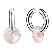 Украшения handmade. Livemaster - original item Donut earrings with rose quartz. Handmade.