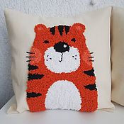 Для дома и интерьера handmade. Livemaster - original item Baby pillow with Tiger embroidery. Handmade.