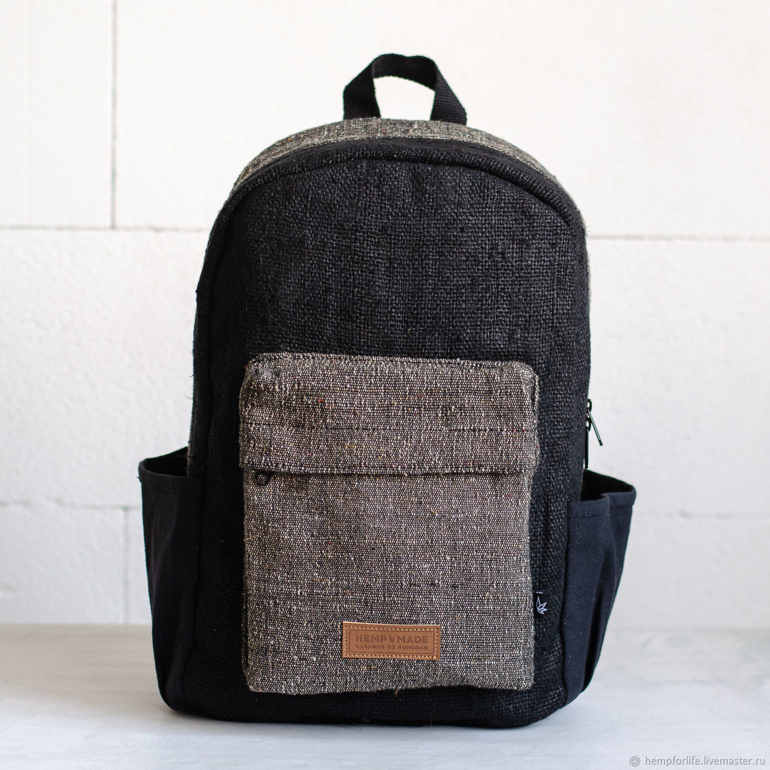 black hemp backpack