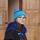 Шапка вязаная бини в полоску синий бирюзовый меринос. Шапки. Svetlana_Knitting. Интернет-магазин Ярмарка Мастеров.  Фото №2