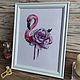 Cross-stitch Floral Flamingo Painting, Cross-stitch. Pictures. sweet-home11. Online shopping on My Livemaster.  Фото №2