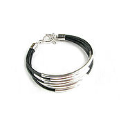 Украшения handmade. Livemaster - original item Copy of Leather bracelet,silver bracelet,grey bracelet,wrap bracelet. Handmade.