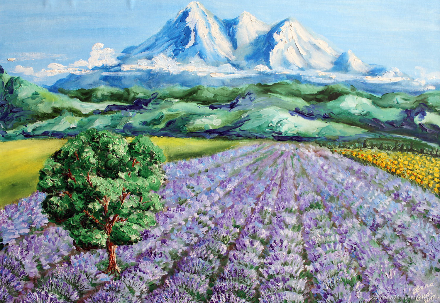 Картина Лавандовые поля горы