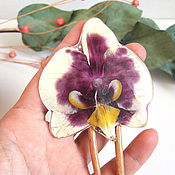 Украшения handmade. Livemaster - original item Wooden stud made of beech with a real Orchid flower Eco 2. Handmade.