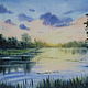 Картина акварелью Закат в лесу. Картины. Акварельные пейзажи. Ярмарка Мастеров.  Фото №6