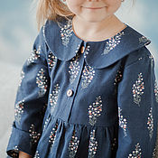Одежда детская handmade. Livemaster - original item Dress for girls linen baby Yesenia dark blue. Handmade.