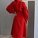 Linen dress with a stand-up collar in red. Dresses. molinialife. My Livemaster. Фото №4