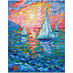 Oil painting sailboat sea bright painting tropics sunset, Pictures, St. Petersburg,  Фото №1