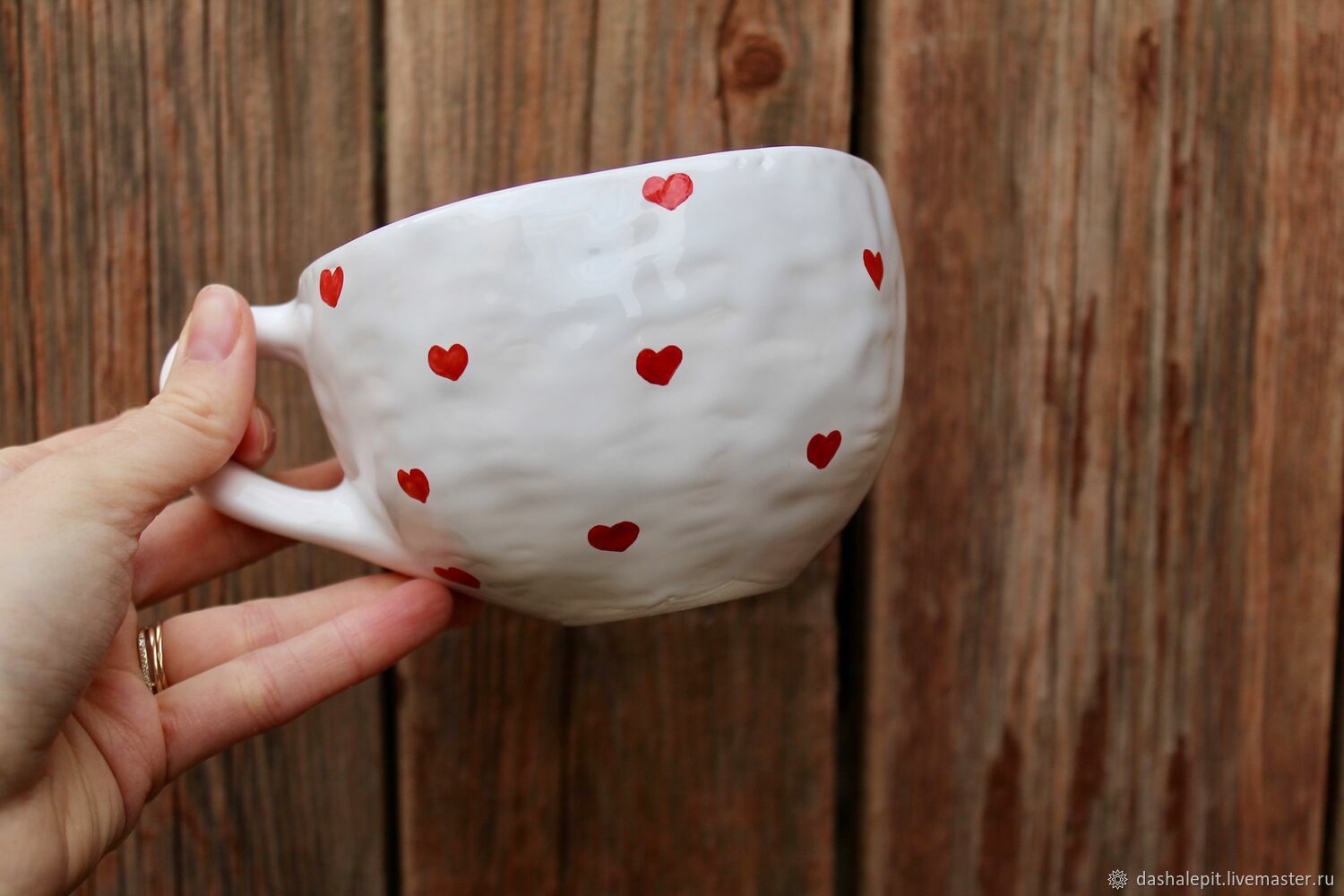 Mug with hearts Hearts Mugs with painting a gift for the New Year, Mugs and cups, Saratov,  Фото №1