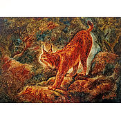Картины и панно handmade. Livemaster - original item Lynx oil painting animals painting forest landscape forest painting. Handmade.