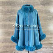 Одежда handmade. Livemaster - original item Elegant poncho with arctic fox fur in the color of rosemary. Handmade.