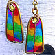 Earrings 'rainbow round trip', copper, plastic, Earrings, St. Petersburg,  Фото №1