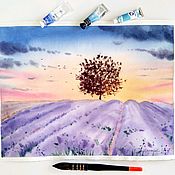 Картины и панно handmade. Livemaster - original item Painting lavender field in Provence style. Summer painting lavender. Handmade.