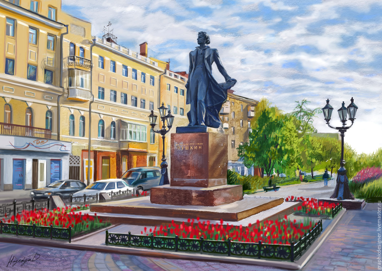 городской пейзаж – заказать на Ярмарке Мастеров – BBW8XRU | Открытки ...