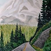 Картины и панно handmade. Livemaster - original item Painting Mountains, mountains in watercolor, road in the mountains, painting in watercolor. Handmade.