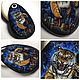 The spirit helper. Pendant painted: Night Watch (tiger, night city). Pendant. lacquer miniature. My Livemaster. Фото №6