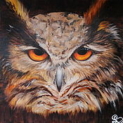 Картины и панно handmade. Livemaster - original item Oil painting Owl 30*30 cm.. Handmade.