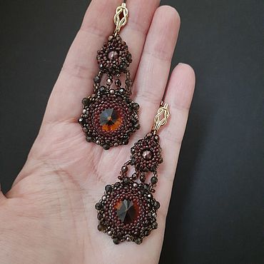 Серьги удлиненные с кристаллами, обсидианом и элементами сваровски. . Украшения ручной работы - Ярмарка Мастеров Украшения ручной работы. Ярмарка Мастеров - ручная работа Серьги удлиненные с кристаллами, обсидианом и элементами сваровски. Handmade.
